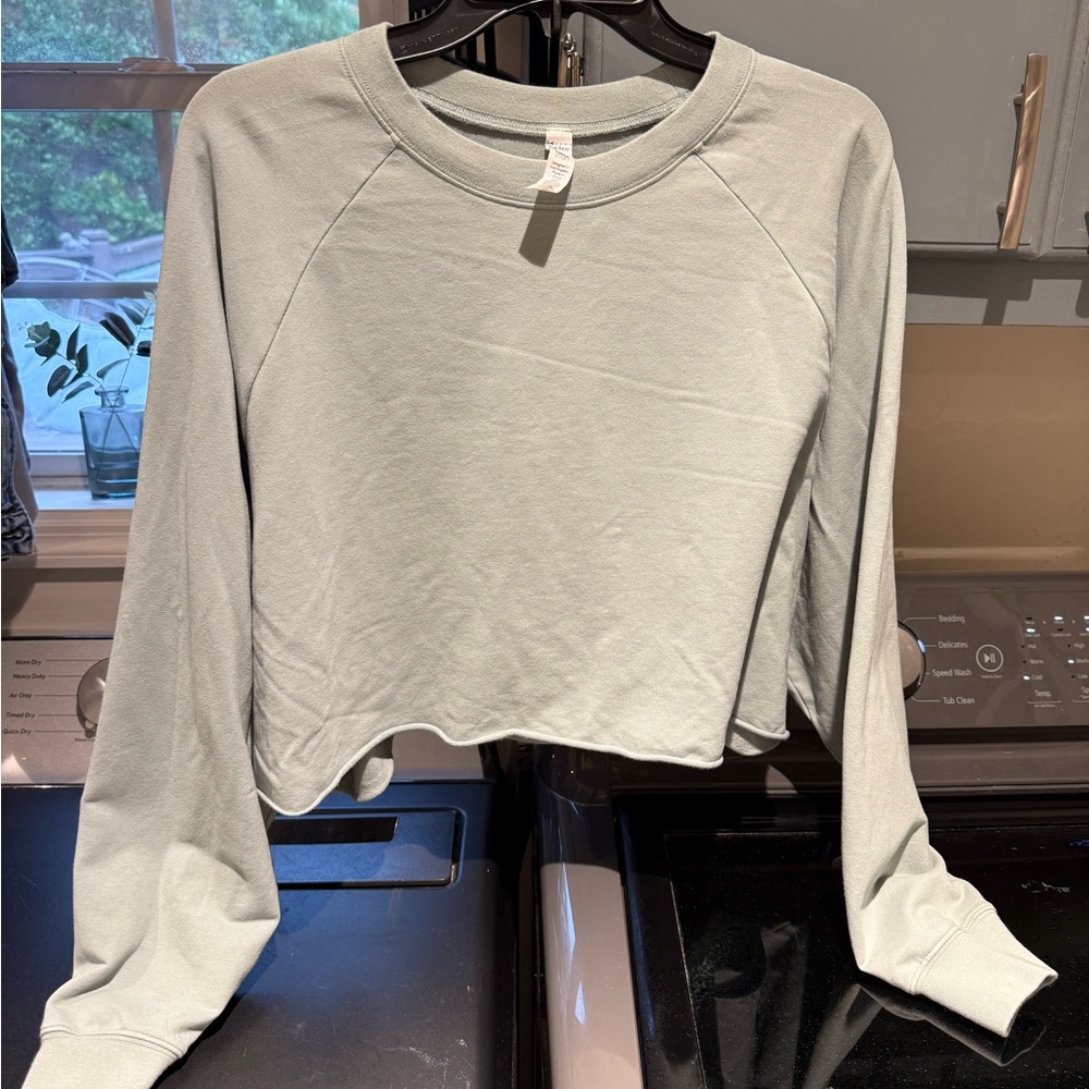 ALO Yoga Light Green Cropped Sweatshirt